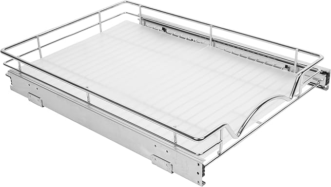 HOLDN' STORAGE Hard Plastic Liner for Pull Out Shelf, Fits Pull Out Cabinet Organizer 13" W x 20" L - Shelf Protector Liner, Clear Frosted - Pack of 4