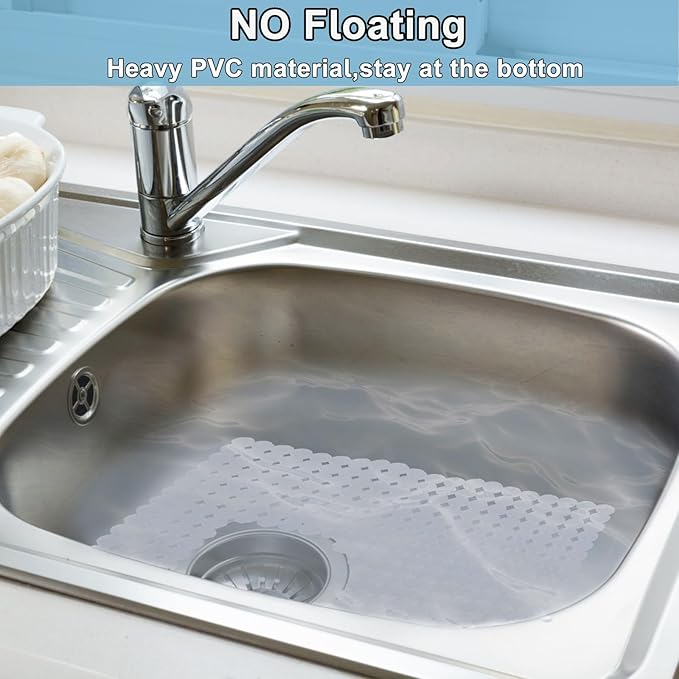 Kitchen Sink Mat for Stainless Steel/Ceramic Sinks,2 Pack Sink Protectors for Kitchen Sink with Scissors, Fast Draining,Easy to Clean,DIY Cut,15.7 X 11.8 Inch(Transparent)
