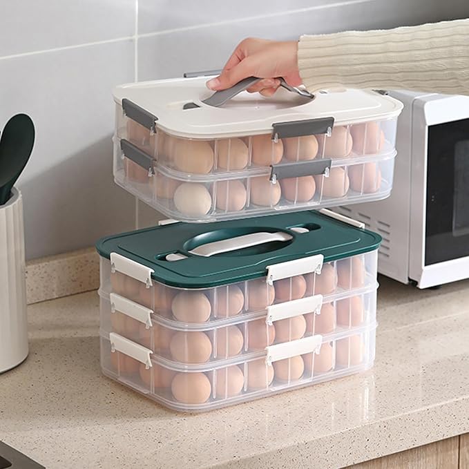 Ngbbby Deviled Egg Carrier with Lid, 2-Layer Plastic Stackable Trays, Clear Deviled Egg Tray 36 Holder for Fridge