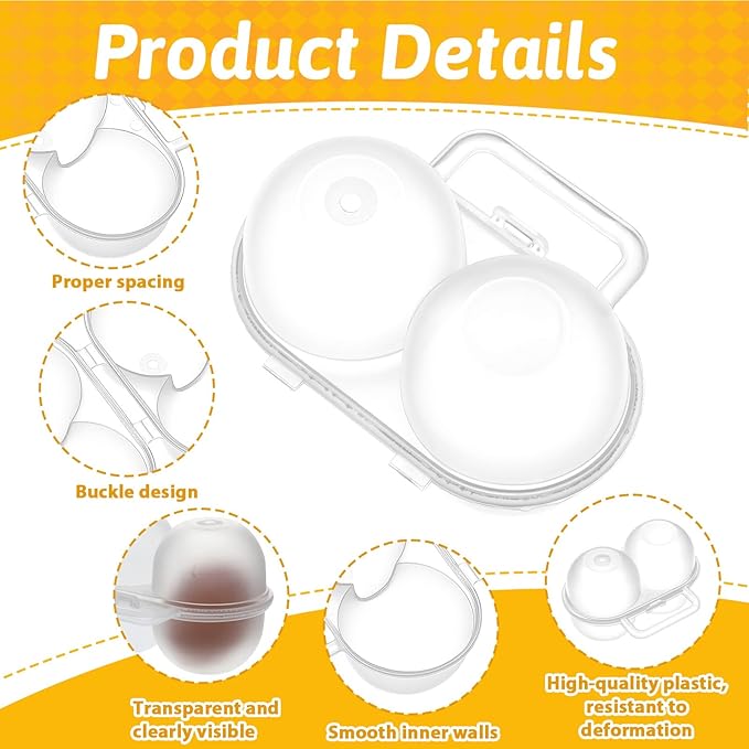 2 Pack 2 Slot Hard Boiled Egg Holder, Portable Camping Egg Container Clear Plastic Eggs Storage Box Lightweight Eggs Carrier Storage Box for Home Kitchen Fridge Picnic Outdoors Carrying