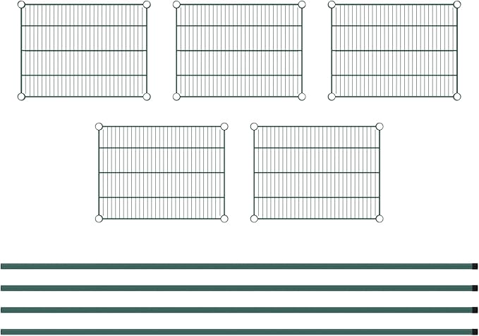 Commercial NSF Listed Green Epoxy Stationary Wire Shelving Kit 18" x 24" x 86", with 5 Shelves Perfect for Warehouse, Walk-in Refrigerator, Freezer, Grocery Store, Restaurant, Dishroom