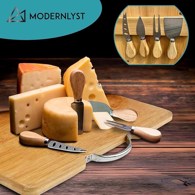 Extra Large Bread Box with Cutting Board & Knife Set | 7 Piece Set | Bamboo Breadbox | Bread Boxes for Kitchen Countertop | Bread Storage Container| Assembly Required (New Black)