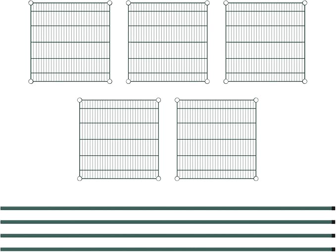 Commercial NSF Listed Green Epoxy Stationary Wire Shelving Kit 24" x 24" x 96", with 5 Shelves Perfect for Warehouse, Walk-in Refrigerator, Freezer, Grocery Store, Restaurant, Dishroom