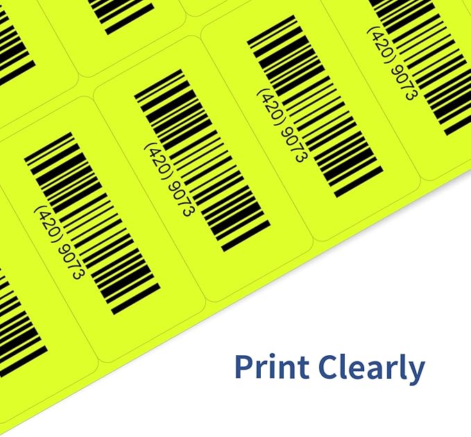 YEGAWEN Shipping Labels Stickers, 2"×4" Printable Mailing Label for Laser/Inkjet Printing- Matte, Permanent Adhesive Labels Stickers (Fluorescent Yellow)