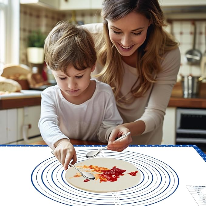 Dough Mat Silicone Baking Mats for Rolling Pastry Kneading Sheet Sourdough Bread Baking Supplies Blue 28x20"
