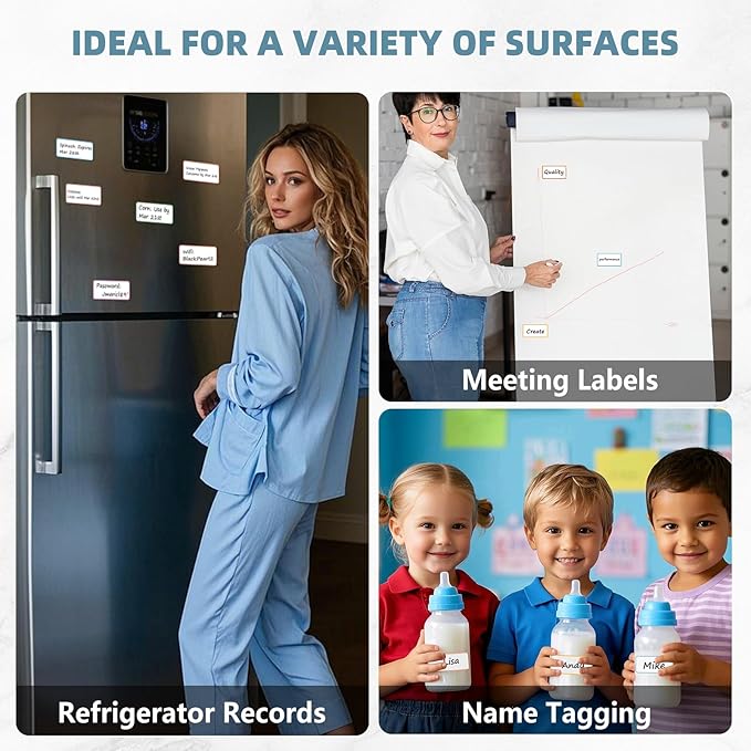 PPB Dry Erase Labels Sticky Notes for Containers, Reusable Waterproof Removable Stickers for Storage Bins, Freezer, Kitchen, Classroom, Whiteboard, All Purpose Use (1.2”x 2”, Multicolor, 60 Dots)