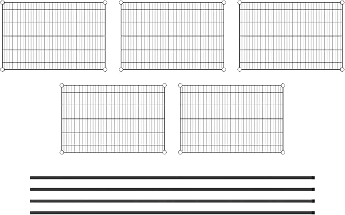 Commercial NSF Listed Black Epoxy Stationary Wire Shelving Kit 24" x 36" x 96", with 5 Shelves Perfect for Warehouse, Walk-in Refrigerator, Freezer, Grocery Store, Restaurant, Dishroom