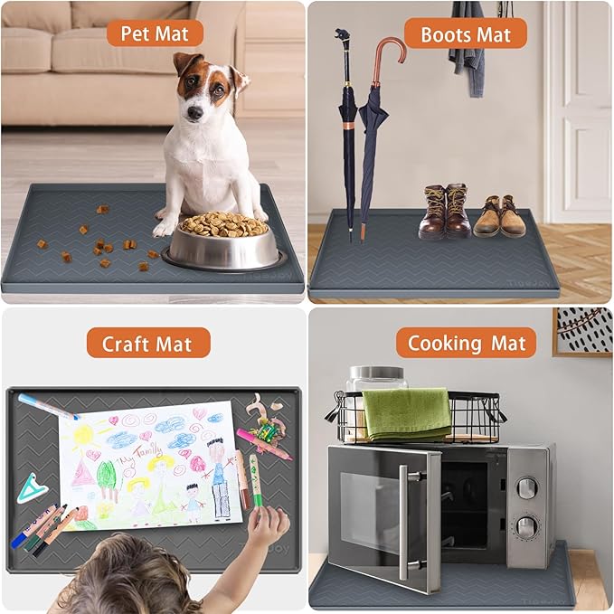 TigeJoy 22" x 19" Under Sink Mats for Kitchen Waterproof, Leak-Proof Silicone Mat Sink Protector and Cabinet Liner, Kitchen Essentials Organizer and Storage, Boot or Shoe Tray, Pet Feeding Mat