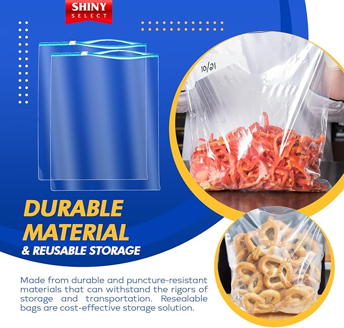 Pack of 25 Extra Large Huge Jumbo Big Slider Freezer Food Storage Bags with Resealable Closure, Thick Big 5 Gallon Size Bags, 18" x 24"
