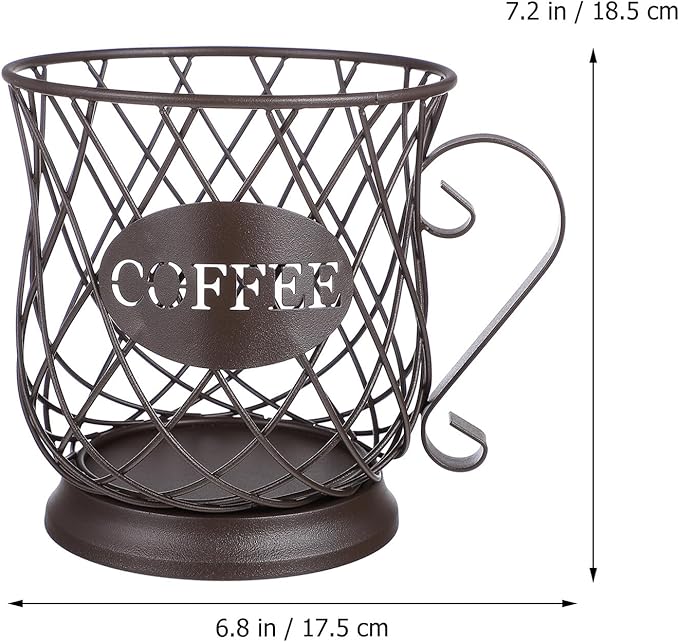 Metal Coffee Pod Storage Basket Organizer Coffee Capsule Holder for Kitchen Brown European Style
