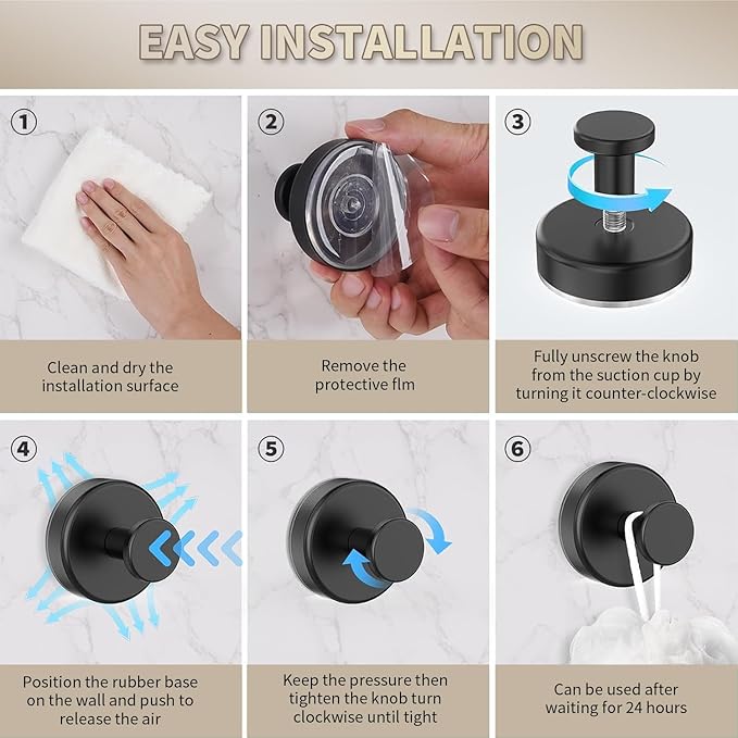 Suction Cup Hooks for Wreaths on Glass. 2026 Upgraded Drill-Free Suction Cup Hooks for Shower, Mirror, Wall, Hanging Towels (Gold, 2 Pieces)