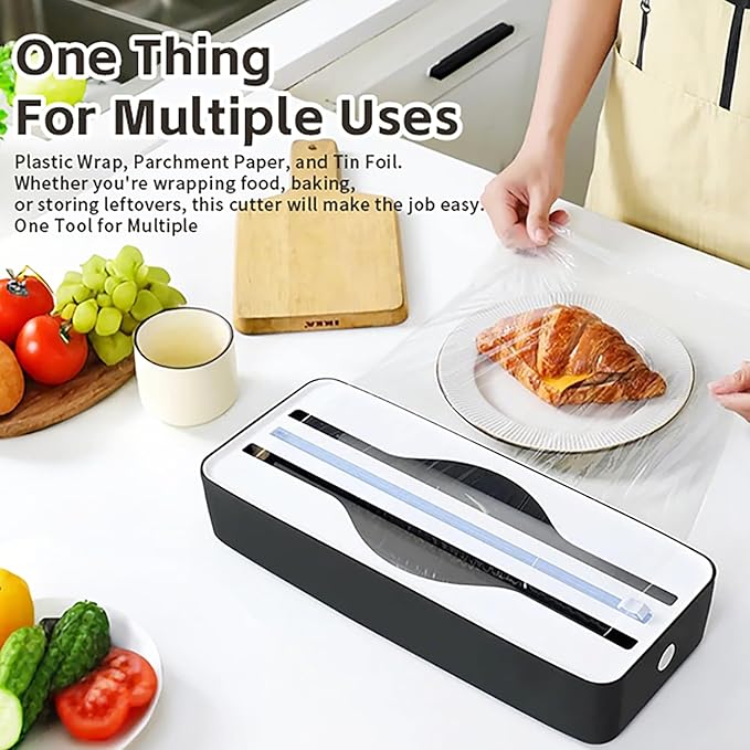 Dual-Slot Multifunctional Kitchen Cutter | For Cling Film, Aluminum Foil, and Parchment Paper Storage & Cutting | Easily Cut Two Materials at Once (Yellow(suckers))