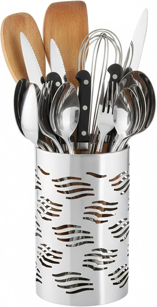 Stainless Steel Utensil Holder - Utensil Caddy, Weighted Base for Stability - Utensil Crock and Countertop Utensil Organizer, Stainless Steel Caddy