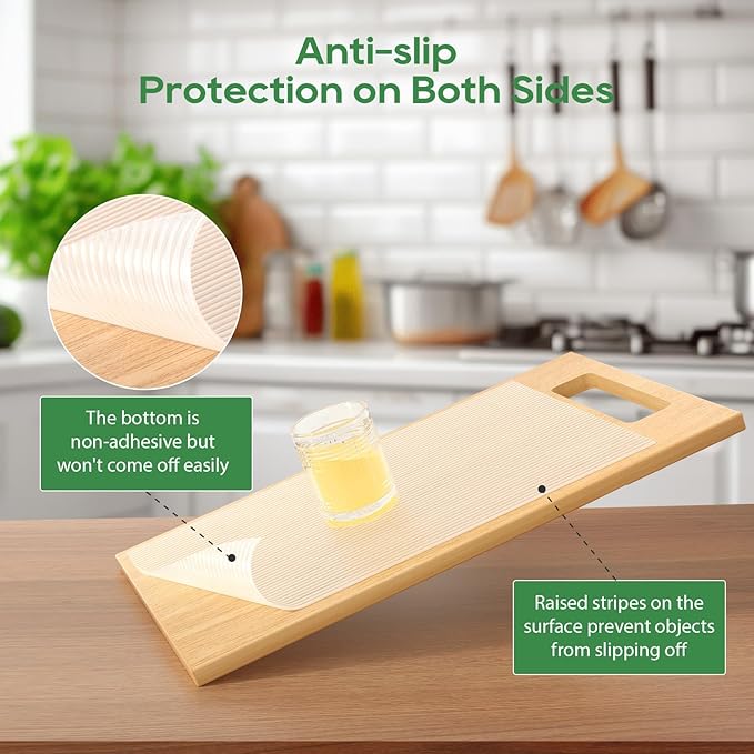 Anoak Shelf Liner Cabinet Liner, Non Adhesive Drawer Liner, Washable 20 Inch x 30 FT(360 Inch) Waterproof Durable Non-Slip Shelf Liner for Kitchen, Drawer, Refrigerator Stripe Clear