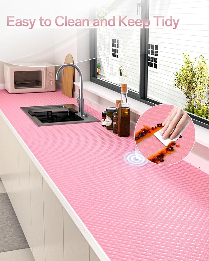 Shelf and Drawer Liner for Kitchen Cabinet, Non-Adhesive 12in x 120in Waterproof Contact Paper Refrigerator Liners Thickened Durable EVA Material Non Slip Mat for Dresser Cupboard Pantry Protector