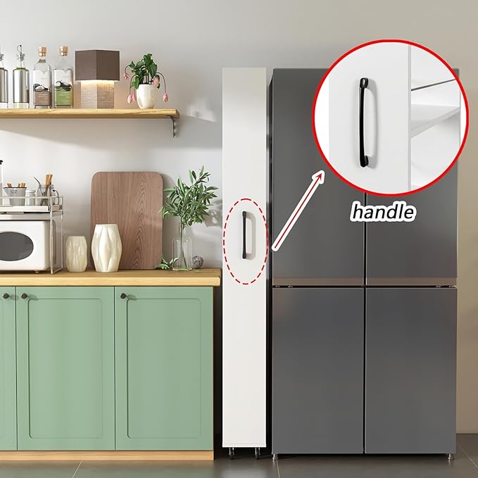 Domesto 7 Tier Slim Storage Cart, Rolling Spice Rack Next to Fridge Slim, Wooden Narrow Buffet Server Storage Shelf Freestanding Shelves Units, for Living Room & Narrow Spaces (Walnut)