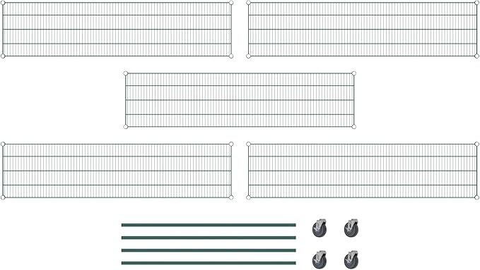 Commercial NSF Listed Green Epoxy Mobile Wire Shelving Kit 18" x 72" x 60", with 5 Shelves Perfect for Warehouse, Walk-in Refrigerator, Freezer, Grocery Store, Restaurant, Dishroom