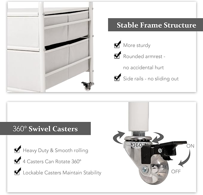 Mini Fridge Stand, Fridge Stand with Storage, 2 Drawer Fridge Cart, Organizer Unit for Mini Fridge, Fridge Stand Table, Mini Fridge Table with Swivel Wheels,White
