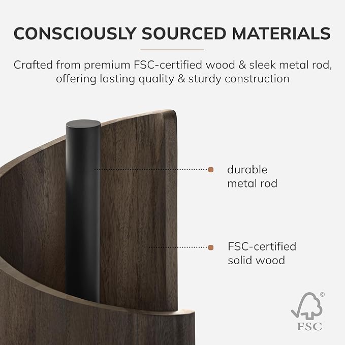 Anji Mountain Paper Towel Holder Countertop with Mango Wood Round Base and Iron Holder,Holder Stand for Kitchen Roll Organize,Wooden Paper Towel Holder for Kitchen Dining Table Home Decor