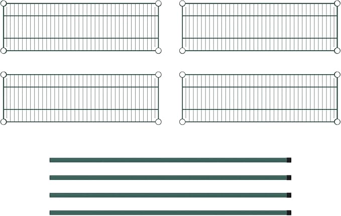 Commercial NSF Listed Green Epoxy Stationary Wire Shelving Kit 12" x 36" x 54", with 4 Shelves Perfect for Warehouse, Walk-in Refrigerator, Freezer, Grocery Store, Restaurant, Dishroom