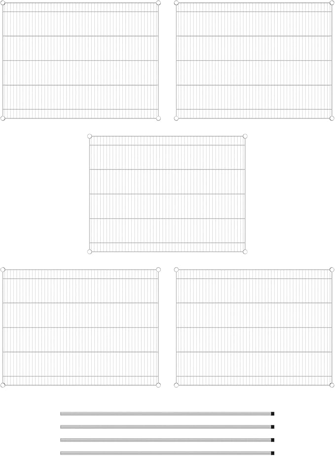 Commercial NSF Listed Chrome Stationary Wire Shelving Kit 36" x 48" x 64", with 5 Shelves Perfect for Warehouse, Walk-in Refrigerator, Freezer, Grocery Store, Restaurant, Dishroom