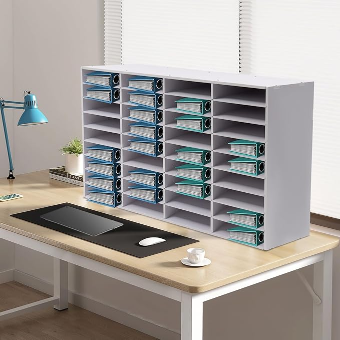 36 Compartment File Organizer - Document Storage Cabinet with Detachable Partitions, Anti-Slip Pads, for Office Home School