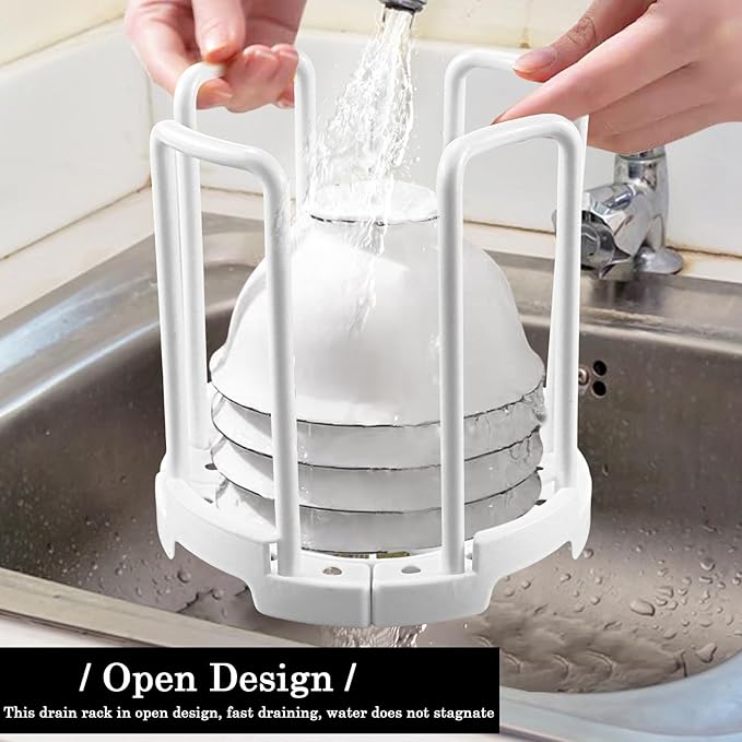 Bowl Rack, Adjustable Plate Holders, Dish Holder, Plate Dish Rack with Handle for Kitchen Bowl Organizer