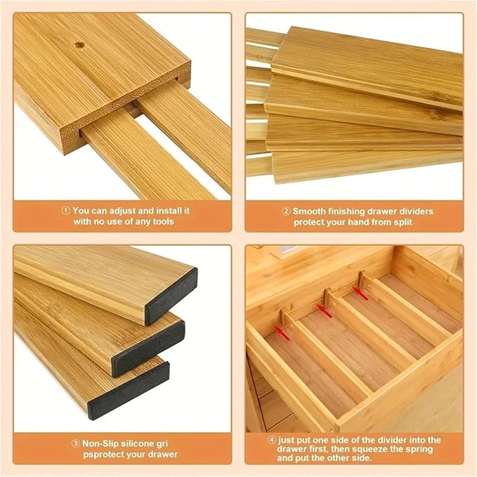 4Pcs Drawer Dividers Organizers Adjustable Expandable Spring Loaded Separators for Kitchen Bedroom Dresser(S)