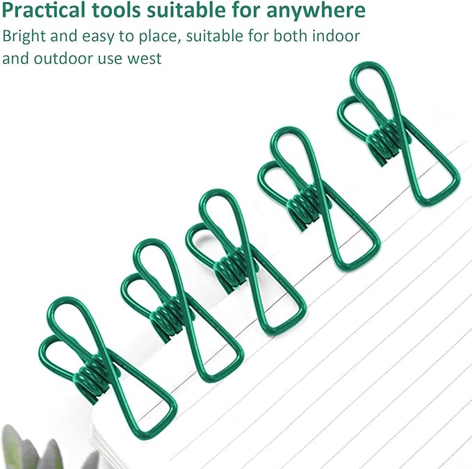 Multipurpose Metal Bag Clips - 2 Inch Colorful Sealer for Sealing Food, Paper Holder, Clothesline Clip for Laundry Hanging, Kitchen Bags (Green, 36PCS)