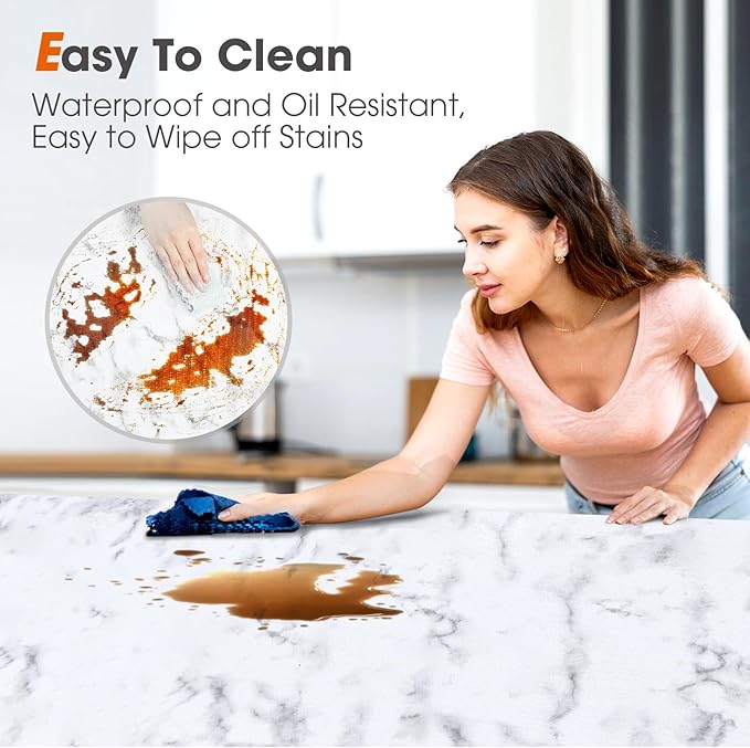 ALIUNI Drawer and Shelf Liner, Non-Slip Kitchen Cabinet Liners Non-Adhesive Thick Strong Grip Waterproof Washable Mats Protect Dresser Shelves Cupboard Bathroom Cabinets, White Marble, 24 in X 20 FT