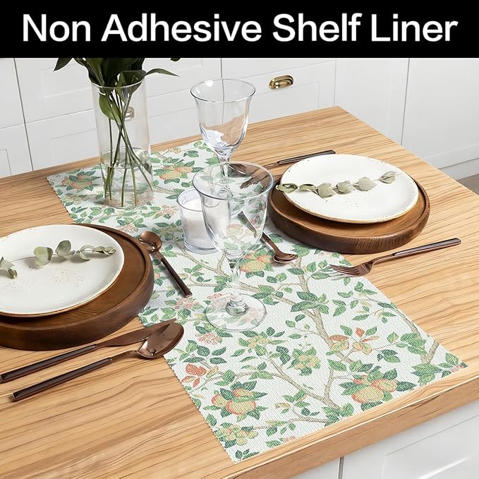 Terravue Shelf Liner for Kitchen Cabinets Non Adhesive Drawer Liners Non Slip Cupboard Liner Strong Grip Waterproof Cabinet Liners Easy to Clean Dresser Table Kitchen Shelves Paper 12IN x 16.4FT