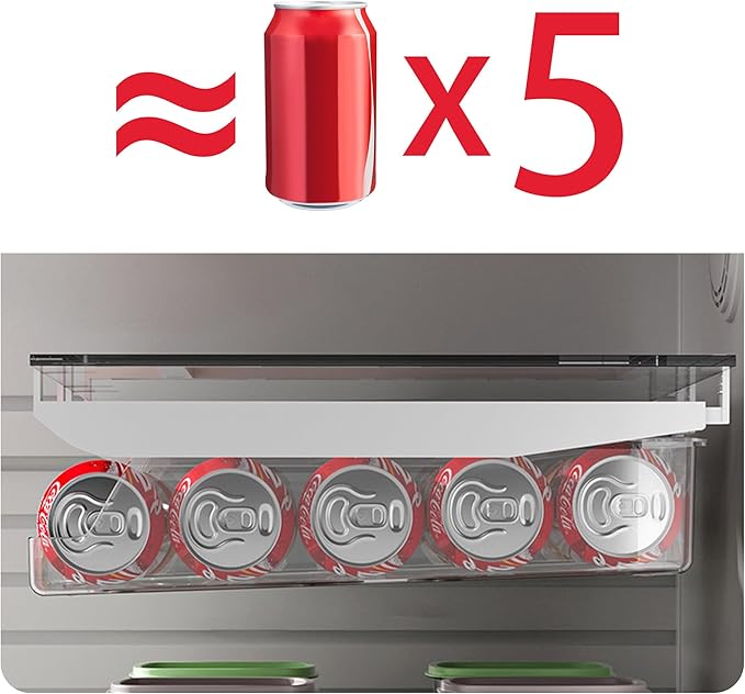 Refrigerator Drawer Can Organizer, Hanging Pull Out Shelf Storage for Soda, Egg, Fruit, Vegetable, Meat - Transparent Container Fits All Fridges