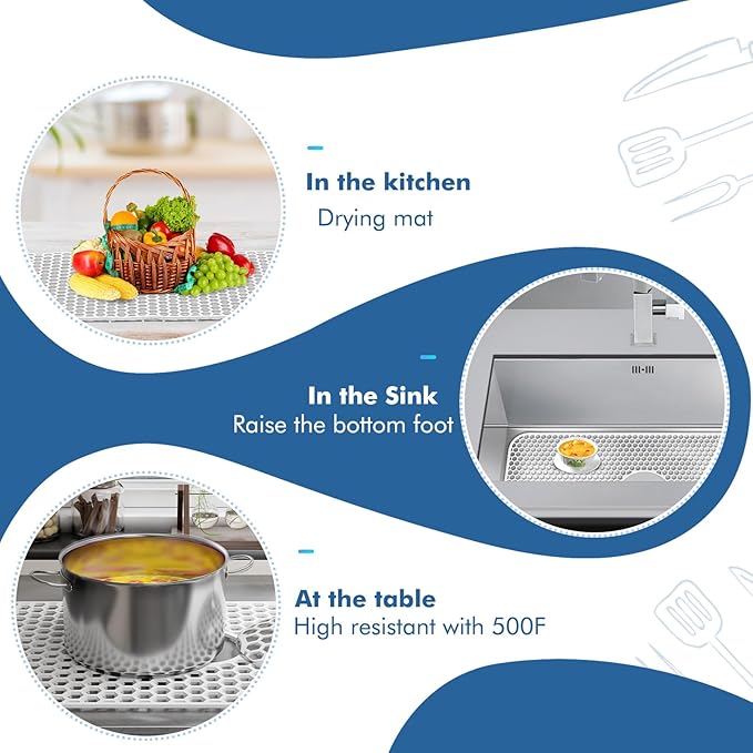 Bestjing Silicone Sink Protectors for Kitchen Sink - 26"x 14" Kitchen Protector Accessory, Non-Slip Heat Resistan Mat for Bottom of Farmhouse Stainless Steel Porcelain, Dishwasher Safe (White)