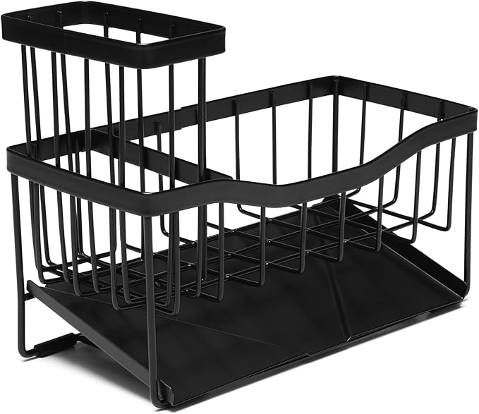 Modern Kitchen Sink Caddy Organizer with Soap & Sponge Holder – Rustproof Stainless Steel Brush Stand for Sink Counter – Stylish Kitchen Decor & Accessories.