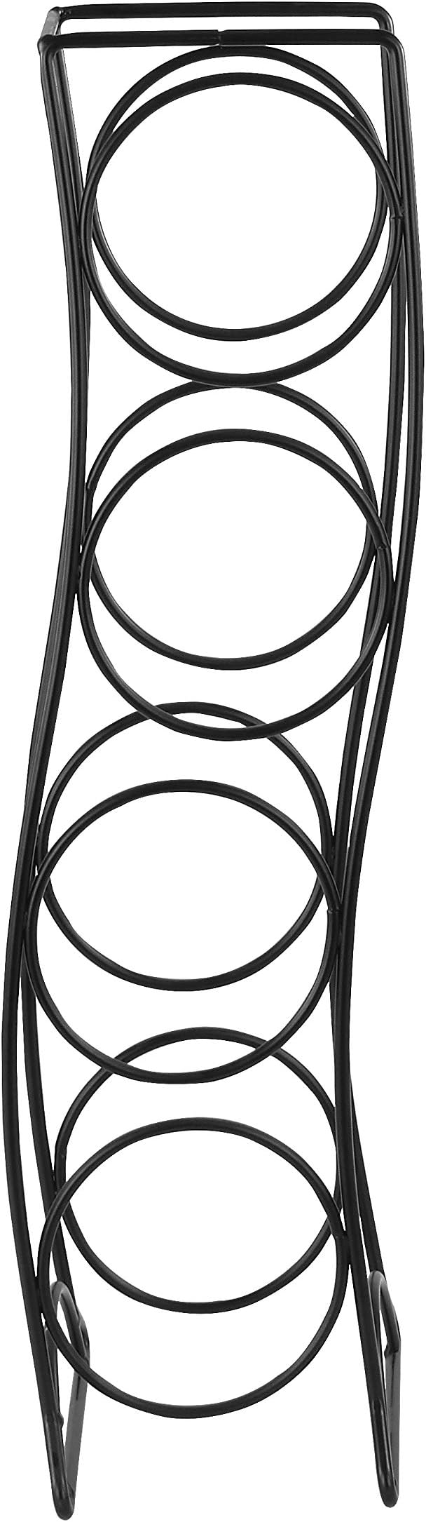 Spectrum Curve 4 Bottle Wine Rack Holder for Bar & Countertop Bottle Storage, Modern Vertical Sturdy Steel Wire Rack Holds Standard & Jumbo Bottles Standing Organizer for Kitchen Pantry, Matte Black