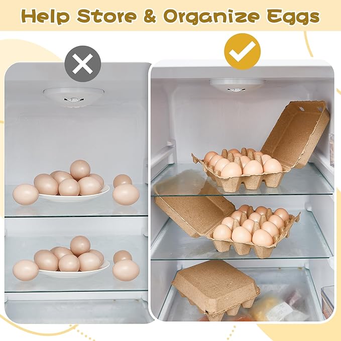 Rtteri 150 Pcs Egg Cartons Bulk 3x4 Style Egg Storage Containers Holder for Fresh Duck Quail Storage Kitchen Family Farmhouse (Natural Color)