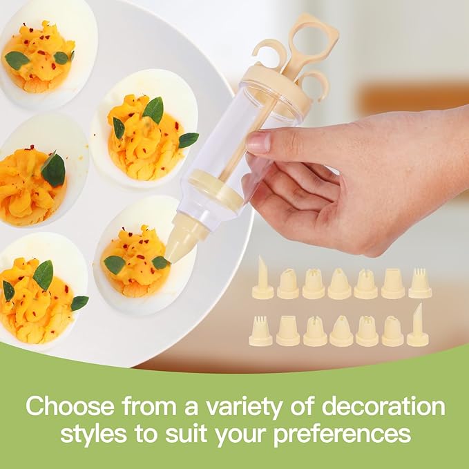 2-Layer Deviled Egg Containers With Lid,36pcs Deviled Egg Tray Carrier with Handl Injector Piping Tool,Portable Stackable Egg Holder Platter Holder Organizer for Refrigerator Party Picnic Travel Event