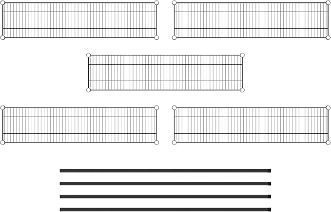 Commercial NSF Listed Black Epoxy Stationary Wire Shelving Kit 12" x 48" x 64", with 5 Shelves Perfect for Warehouse, Walk-in Refrigerator, Freezer, Grocery Store, Restaurant, Dishroom