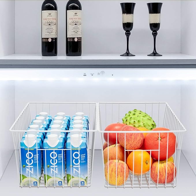 Y.Z.Bros 16inch Upright Freezer Organizer Baskets for 13-14,16-21 cu.ft Standup Freezer, Settle freezer chaos and reduce food waste effectively, Durable, Fully Use Space, Improve Air Circulate,Pack 6