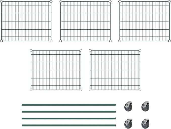 Commercial NSF Listed Green Epoxy Mobile Wire Shelving Kit 24" x 30" x 60", with 5 Shelves Perfect for Warehouse, Walk-in Refrigerator, Freezer, Grocery Store, Restaurant, Dishroom
