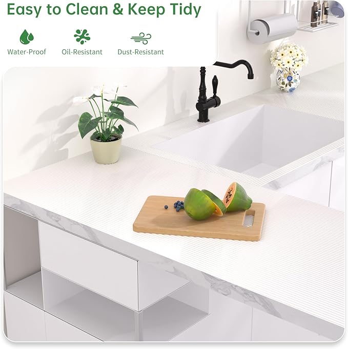 Shelf and Drawer Liner for Kitchen Cabinet, Non-Adhesive 12in x 360in Waterproof Durable Thickened EVA Material Easy-to-Cut Contact Paper Non Slip Mat for Refrigerator, Cupboard, Dresser