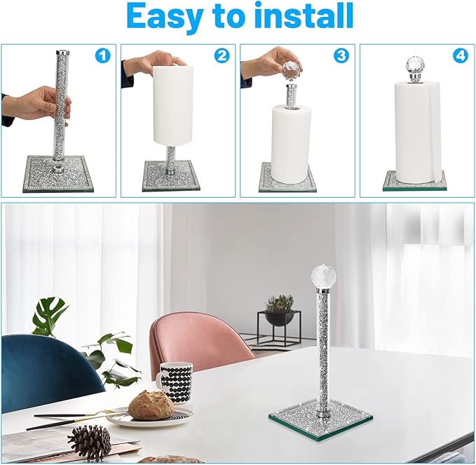 Crystal Paper Towel Holder Countertop Bling Silver Paper Towel Holder Stand