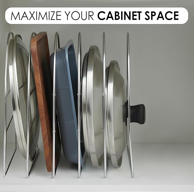 HOLDN’ STORAGE Cabinet Shelf Dividers for Kitchen Organization - Metal Screw-Mounted Shelf Dividers for Wood Cabinets & Shelves - 6 Pack