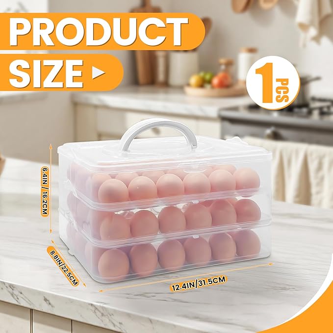 3 Layer Deviled Egg Containers with Lid,Portable Deviled Egg with Handle,Egg Carrier Holder Tray with 72 Holes for Thanksgiving Day,Party Favor Home Kitchen Refrigerator Supplies