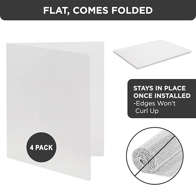 HOLDN' STORAGE Hard Plastic Liner for Pull Out Shelf, Fits Pull Out Cabinet Organizer 13" W x 20" L - Shelf Protector Liner, Clear Frosted - Pack of 4