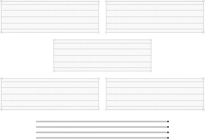 Commercial NSF Listed Chrome Stationary Wire Shelving Kit 24" x 72" x 96", with 5 Shelves Perfect for Warehouse, Walk-in Refrigerator, Freezer, Grocery Store, Restaurant, Dishroom