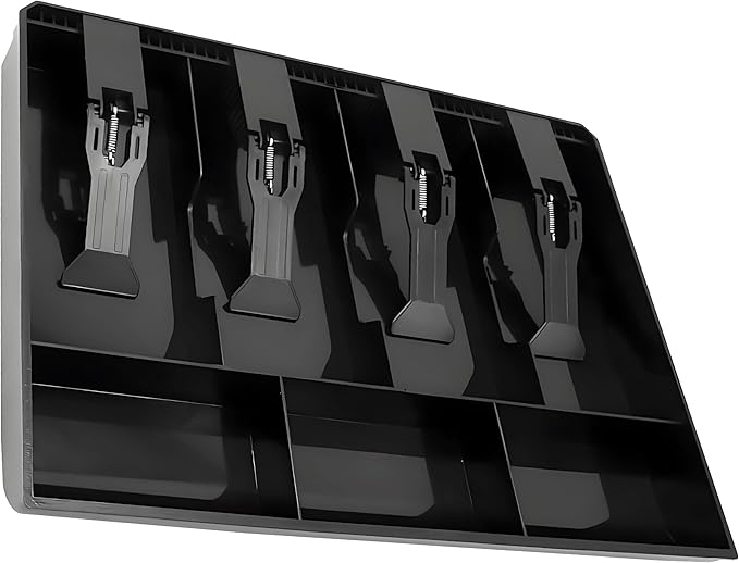 Cash Register Drawer Insert Tray with for Money Storage, Banks Supermarkets Stores,Black (4 Bill & 3 Coin)
