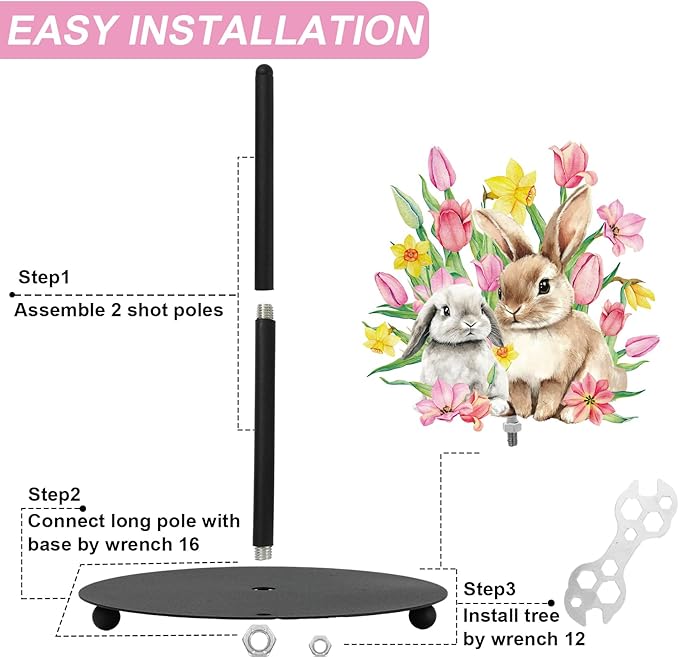 Whaline Easter Paper Towel Holder Kitchen Decor Accessories Floral Bunny Rabbit Flower Large Metal Towel Holder Stand for Spring Home Party Bathroom Countertop