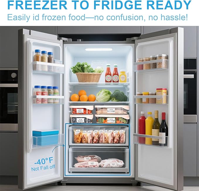 1200 Removable Freezer Labels 1x2 Inch Waterproof, Oil & Tear Resistant Blank Food Labels, Easy Peel No Residue Perfect for Refrigerator, Jars & Pantry Storage
