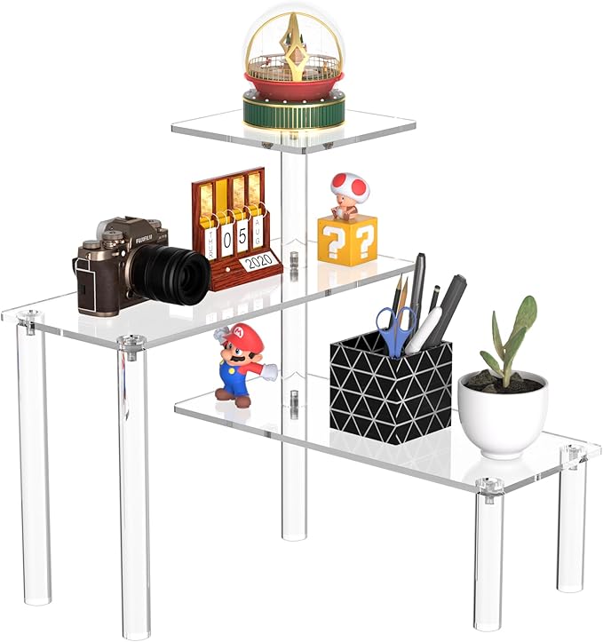 Clear Countertop Corner Organizer Shelf 11.8x11.8x12.4 Inch, 3 Tier Acrylic Bathroom Organizer Corner Shelf for Countertop, Space Saver, Moisture Proof